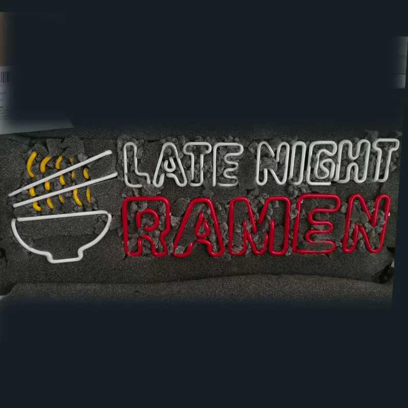 Late Night Ramen Neon Sign Bulb neon signs for sale Noodle Glass Tube Handcraft Restaurant Diner Bow neon lights light up signs