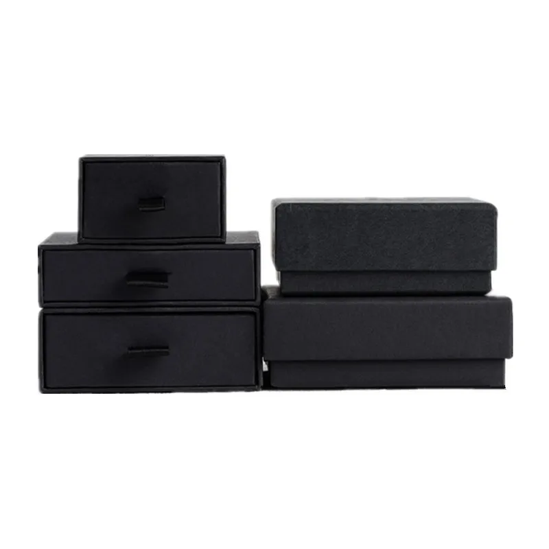 50pcs Black Paper box custom jewelry box personalized logo packaging box necklace earrings package bulk drawer cardboard box