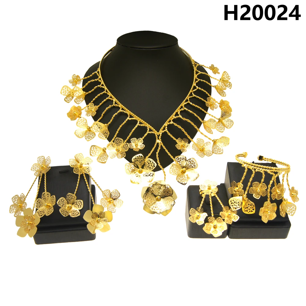 Bracelet Necklace For Women Brazil Plated Gold Handmade Big Jewelry Set Festive Wedding Orders Trend  Oversized Necklace H20024