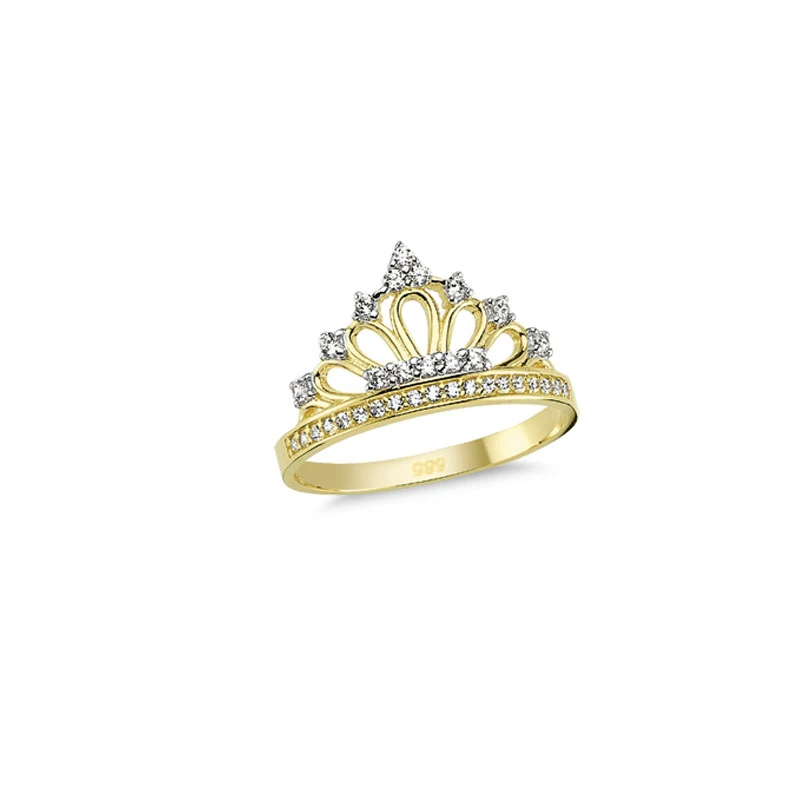 14K Solid Gold Queen Crown Ring