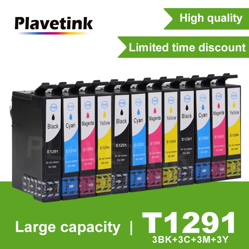 

Plavetink 3 Set T1291 Full Ink Cartridge Compatible For Epson Stylus SX230 SX235W SX420W SX425W SX430W SX435W SX438W 4 Color