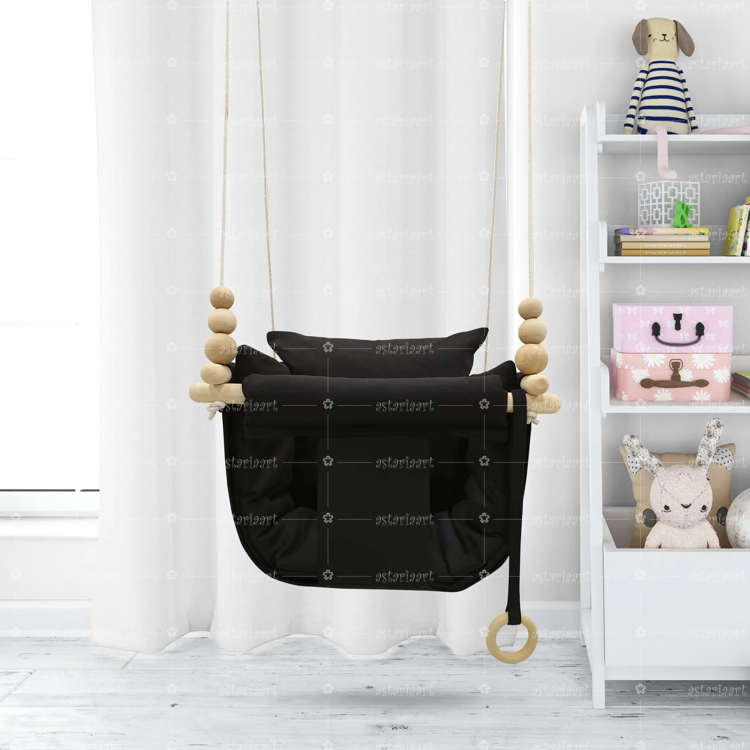 New Season Black Baby Swing Baby Hammock Hanging Chair Swing baby toys Child Rocking Canvas Seat Duck Fabric