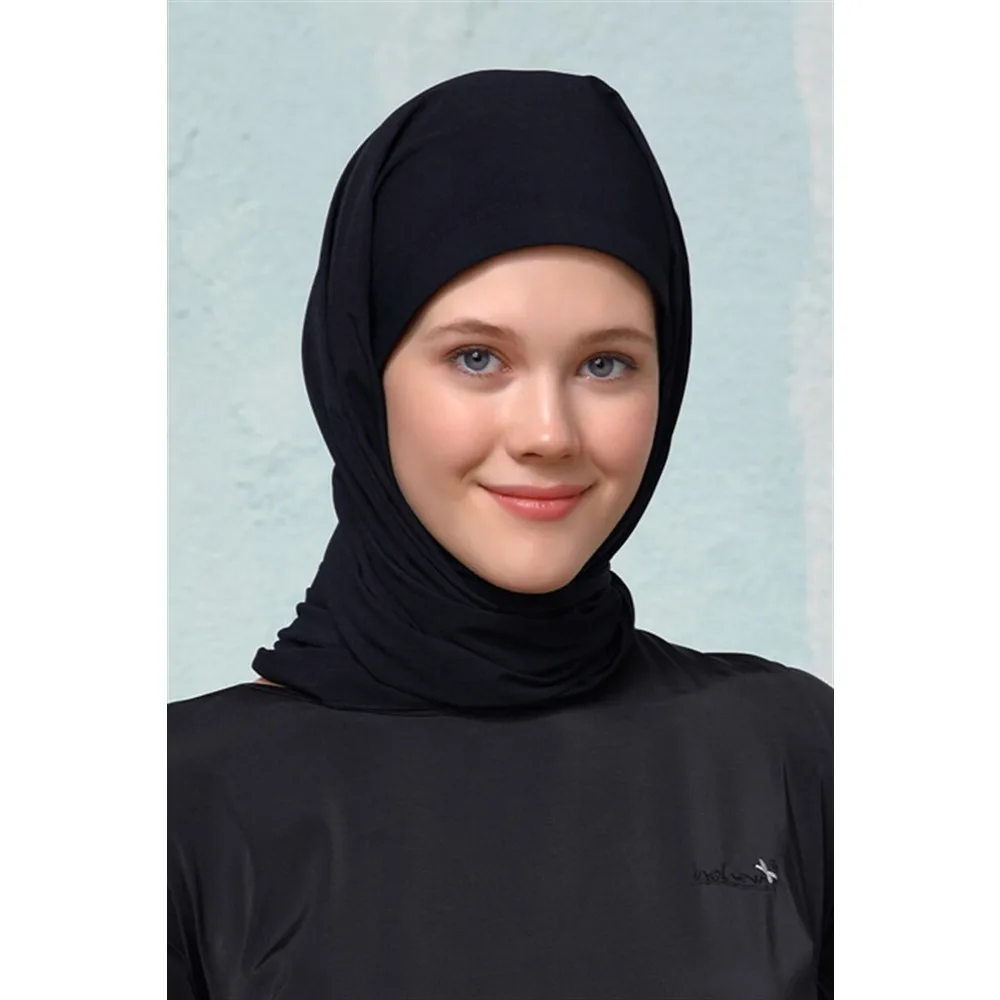 Adult Swimming Caps Black Crepe Hijab Bonnet Sea Shawl Bone Women Swimming Pool Hat Islamic Hats Sea Cap Long Hair Waterproof