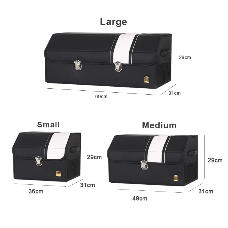 AUTOROWM Car Trunk Organizer Storage Box PU Leather Auto Organizers Bag Multipurpose Collapsible Car Trunk Box Coffee/Black