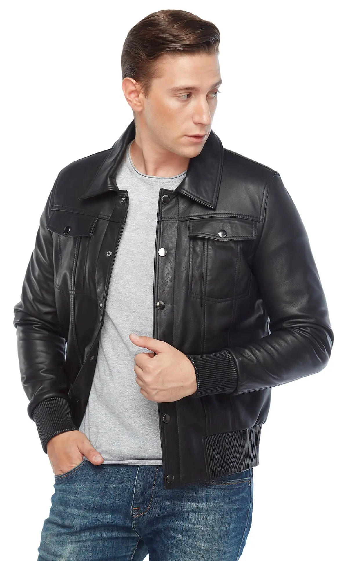 Bruto vera pelle maschio Montu nero originale pelle di agnello autunno inverno 2022 Biker Slim Large Size VintageTürkiye