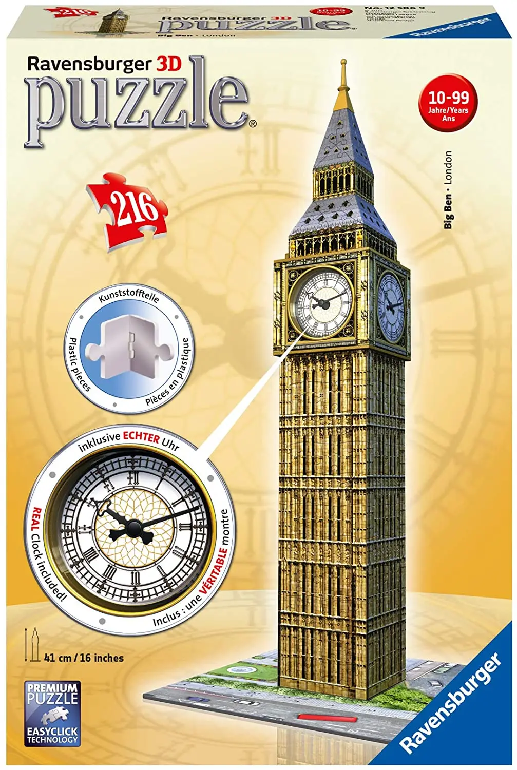 Ravensburger 3D Puzzle Big Ben with Real Time W/Clock (125869)