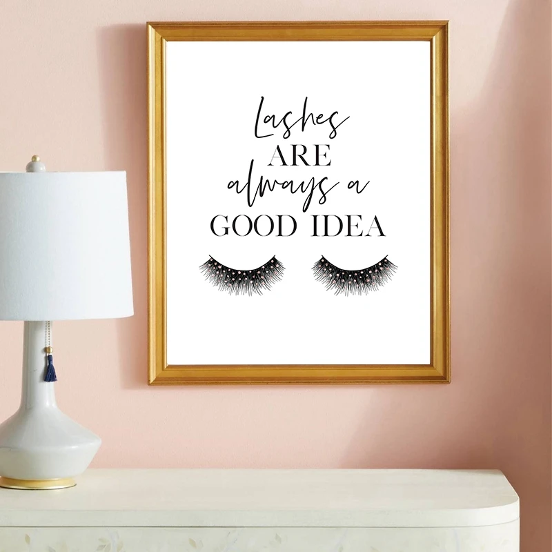 Eyelash Makeup Quote Print Black White Fashion Poster Lashes Wall Art Canvas Painting Picture Girls Gift Beauty Salon Wall Decor