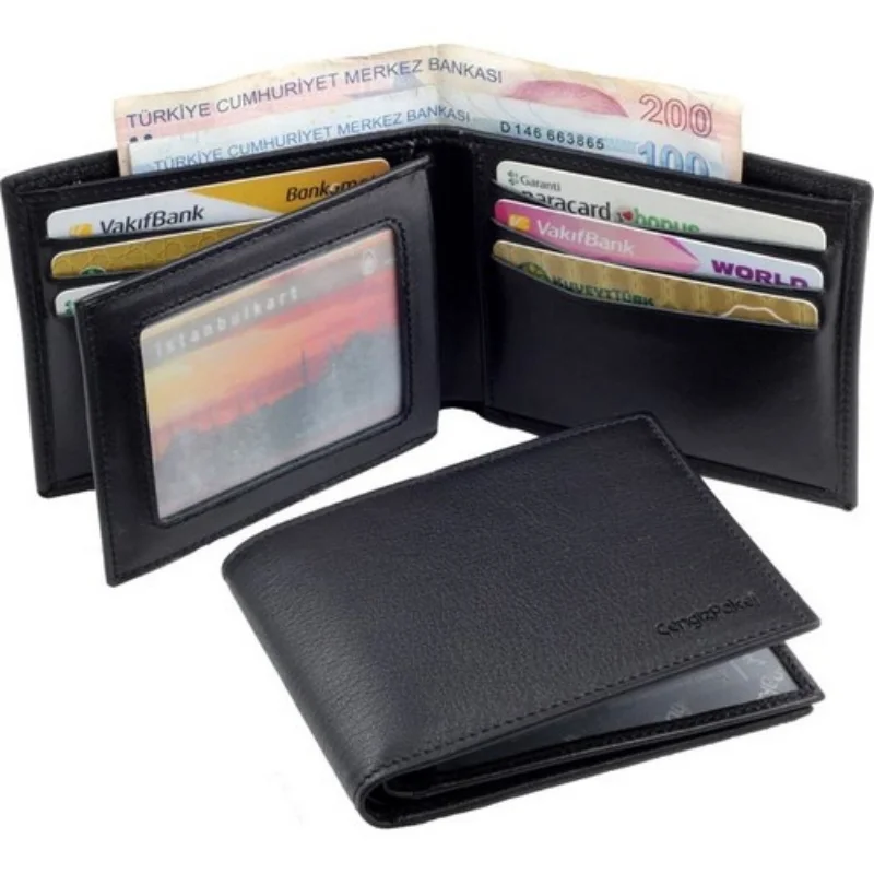 Genuine Leather Black Male Wallet genuine leather male wallet card holder men's wallet 100% genuine leather men's wallet design wallet