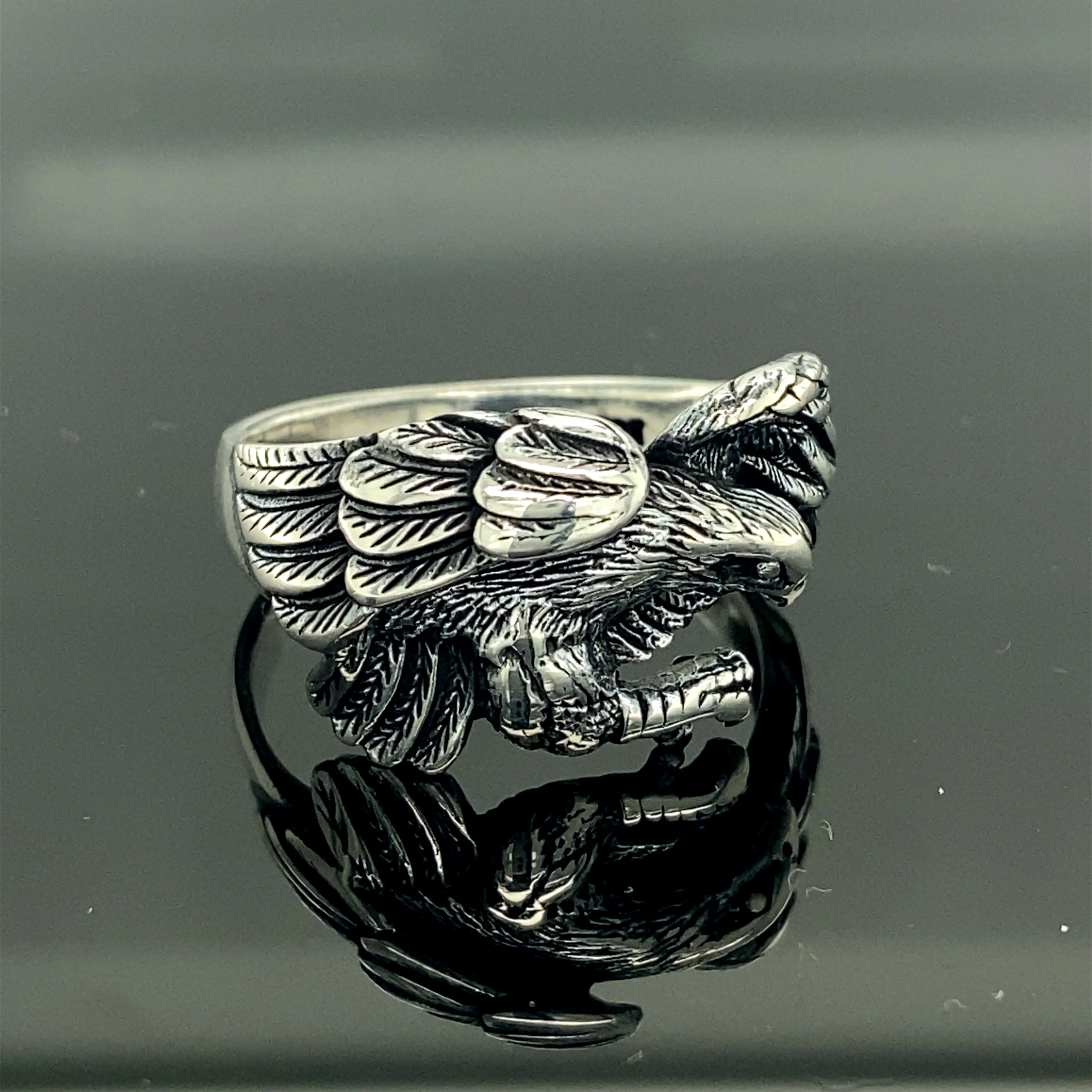 Eagle Ring , Handmade Eagle Ring in Sterling Silver , Silver Bird Ring , Gift For Him