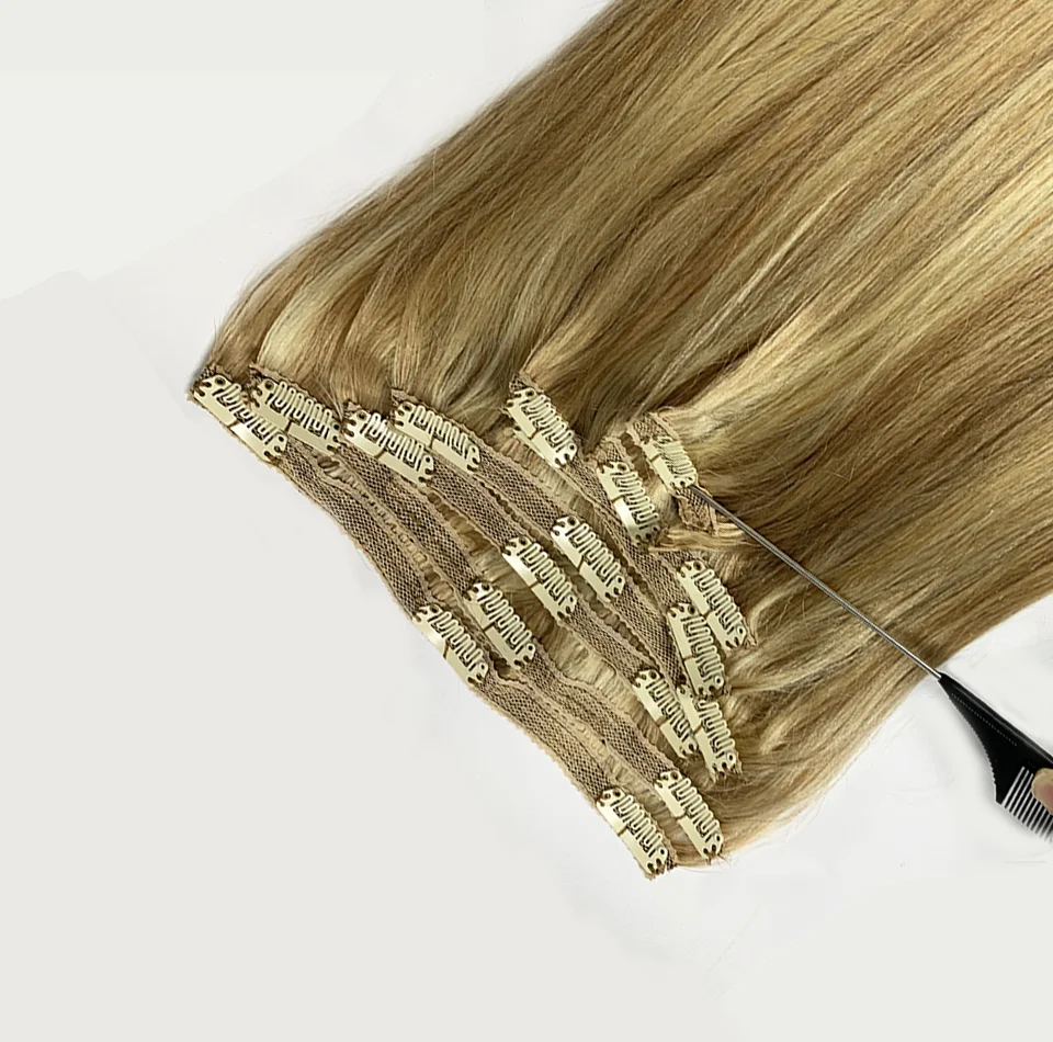 Grampo em linha reta em extensões do cabelo humano 100 g/set grampo em linha reta na extensão cabeça cheia grampo brasileiro na extensão do cabelo