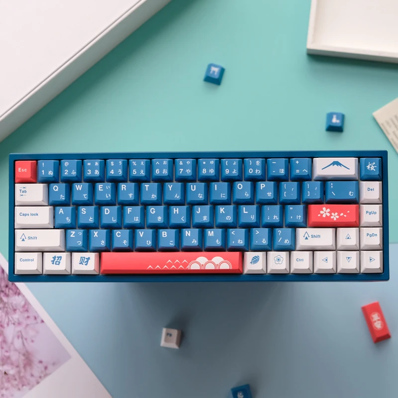 129 Keys GMK Fuji Mountain Keycaps Cherry Profile PBT 5-sided Dye Sublimation Mechanical Keyboard Keycap For MX Switch 61/64/68