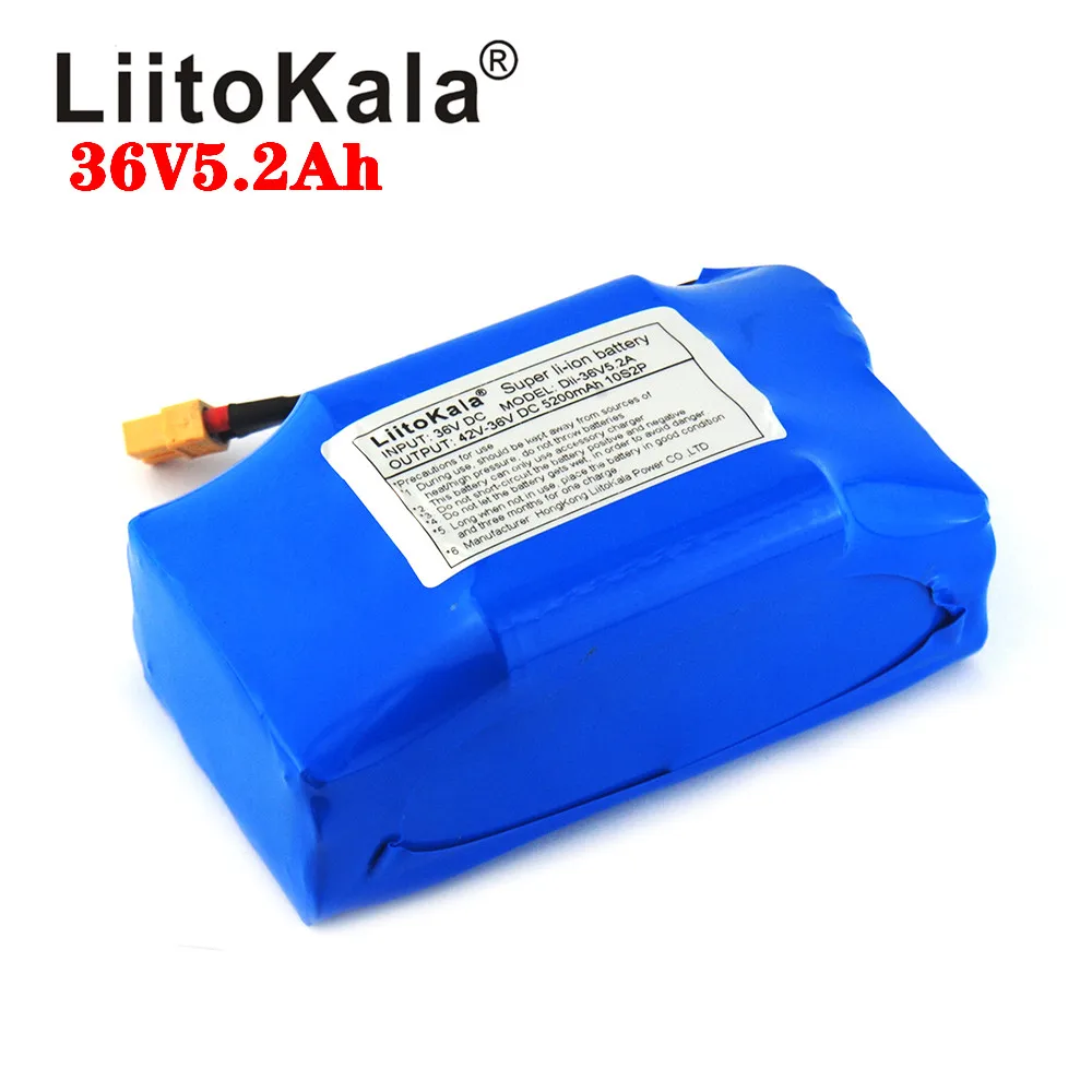 LiitoKala 36V 5.2Ah 5200mah wysoki odpływ dwukołowa deskorolka elektryczna samobalansująca bateria litowa do samodzielnego równoważenia pasuje do