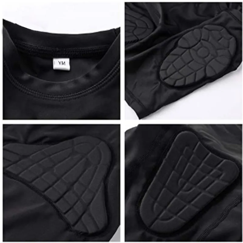 Children Impact Compression Padded Shirts Soccer Basketball Skateboarding Chest Protective Gear Padded Shirt Youth Boys Padded