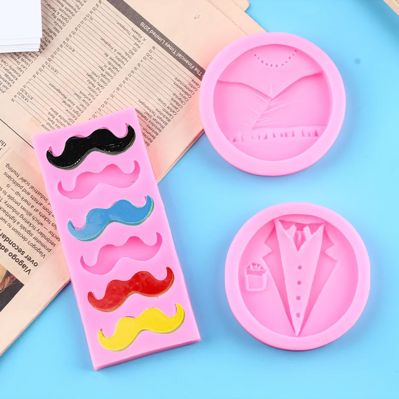 3 Pcs Men Ladies Party Dress Silicone Mold Mustache Chocolate Moulds Fondant Cake Decorating Tools Kitchen Baking Accessories