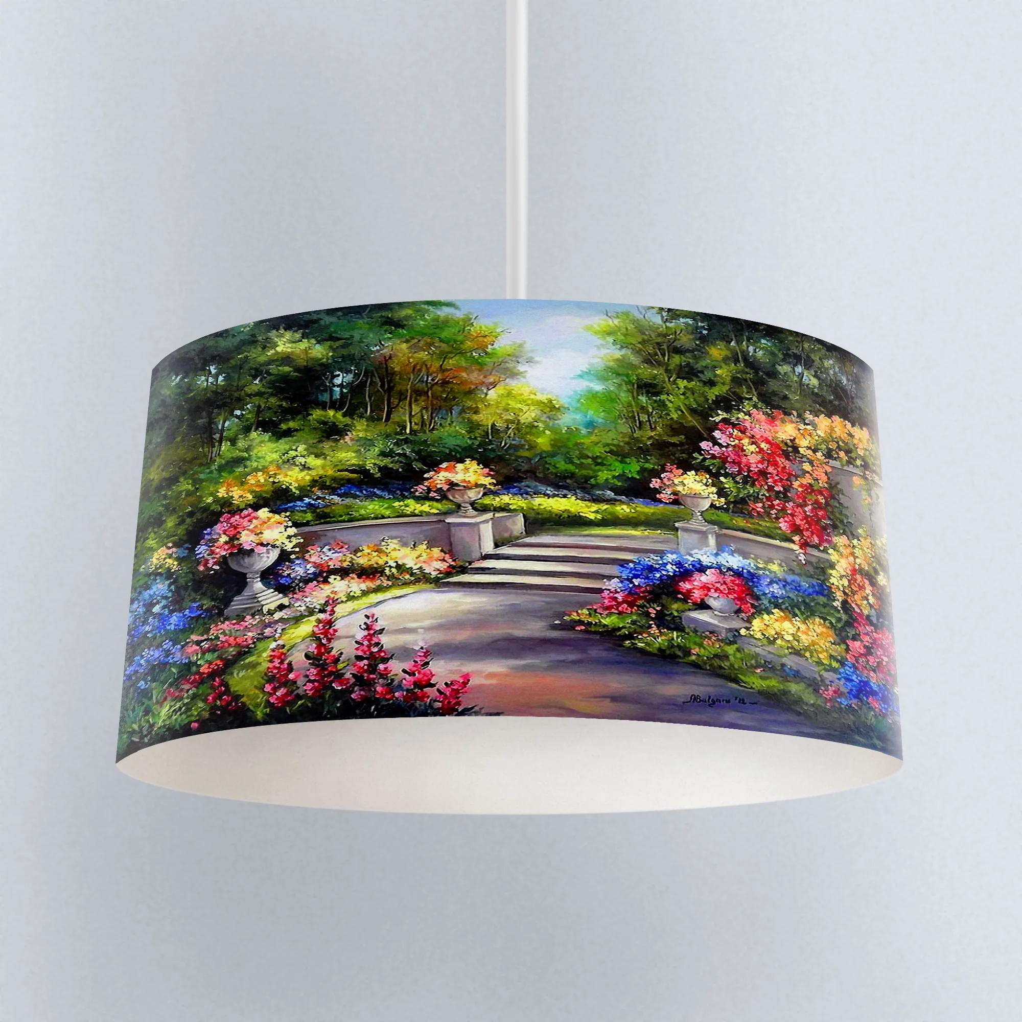 

Else Colored Flower Floral Garden Digital Printed Fabric Chandelier Lamp Drum Lampshade Floor Ceiling Pendant Light Shade