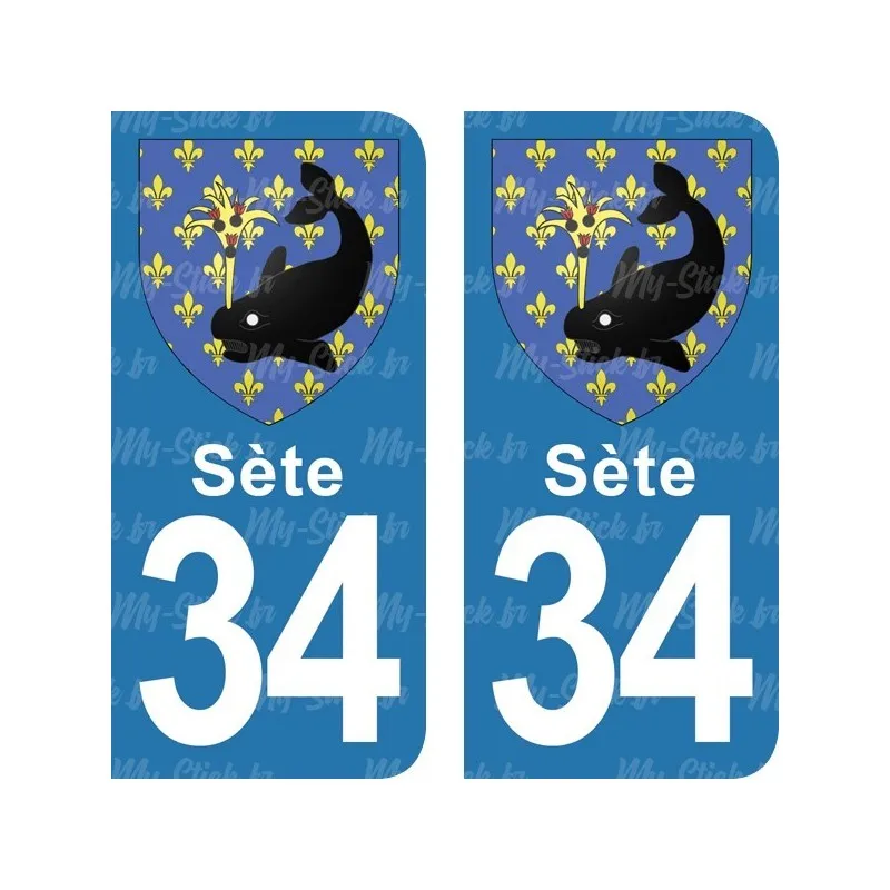 Sticker stickers License plate department 34 Sète region Occitania car