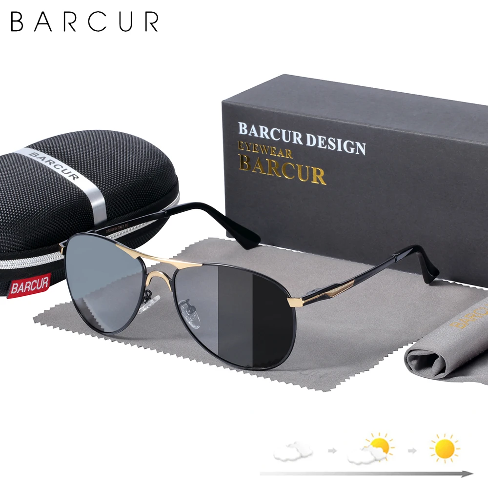 

BARCUR Photochromic Sunglasses High Quality Men Brand Designer Polarized Sun Glasses Driving Mens Sun Glasses UV400