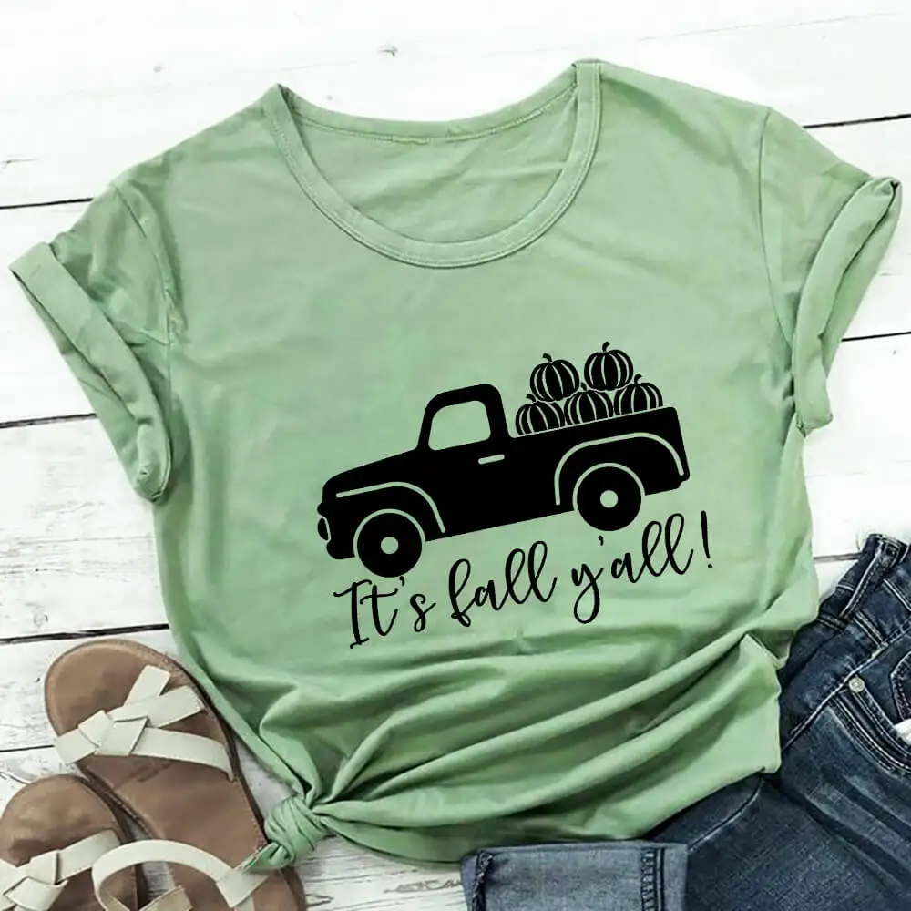 It’s Fall Y’all Shirt Thanksgiving Pumpkins Shirts New Arrival Casual 100%Cotton Funny T Shirt Harvest Festival Tees Dropship