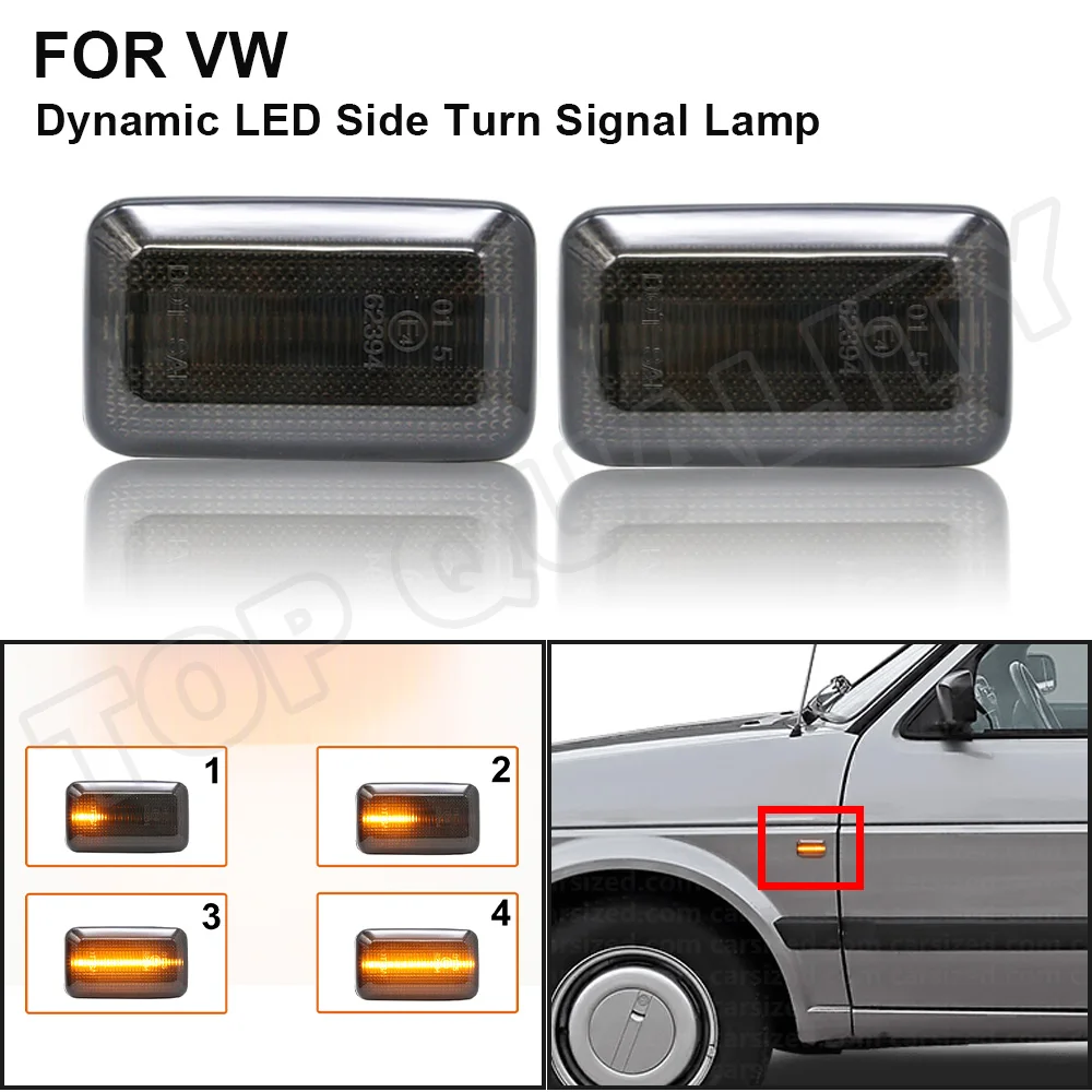 2PCS Dynamic LED Side Marker Lights Arrow Indicator Light For VW Golf Mk1 Mk2 Scirocco Jetta Passat Polo Caddy Corrado