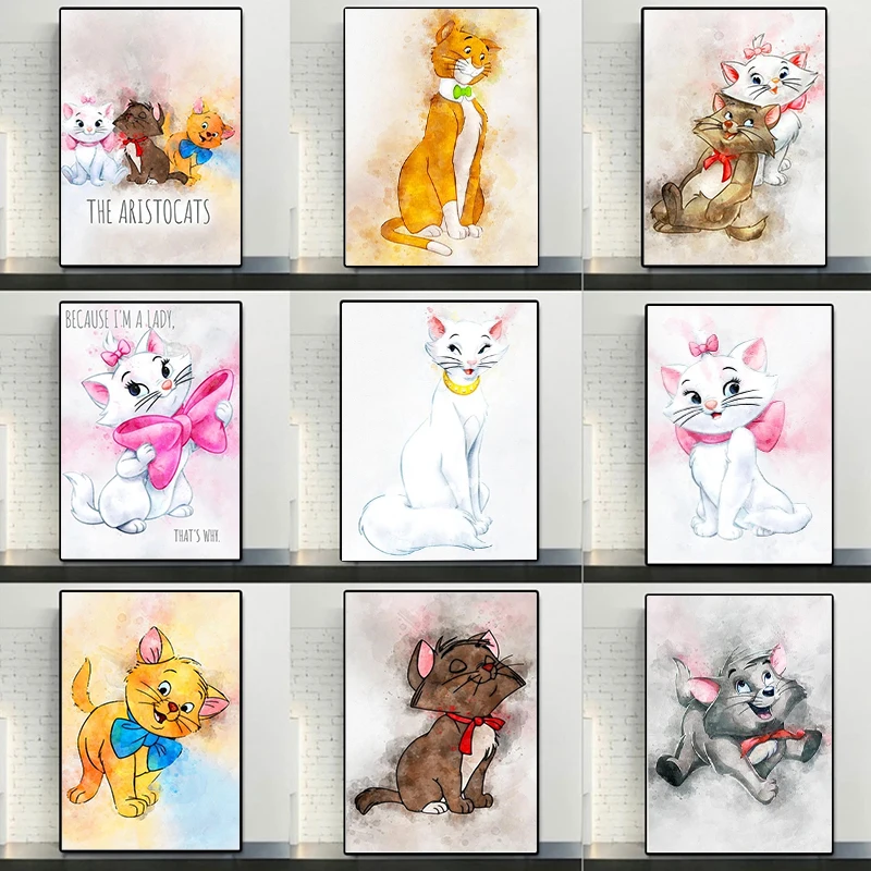 

Walt Dsiney The Aristocats Canvas Painting Wall Art Watercolor Animation Posters And Prints For Kids Bedroom Home Decor Cuadros