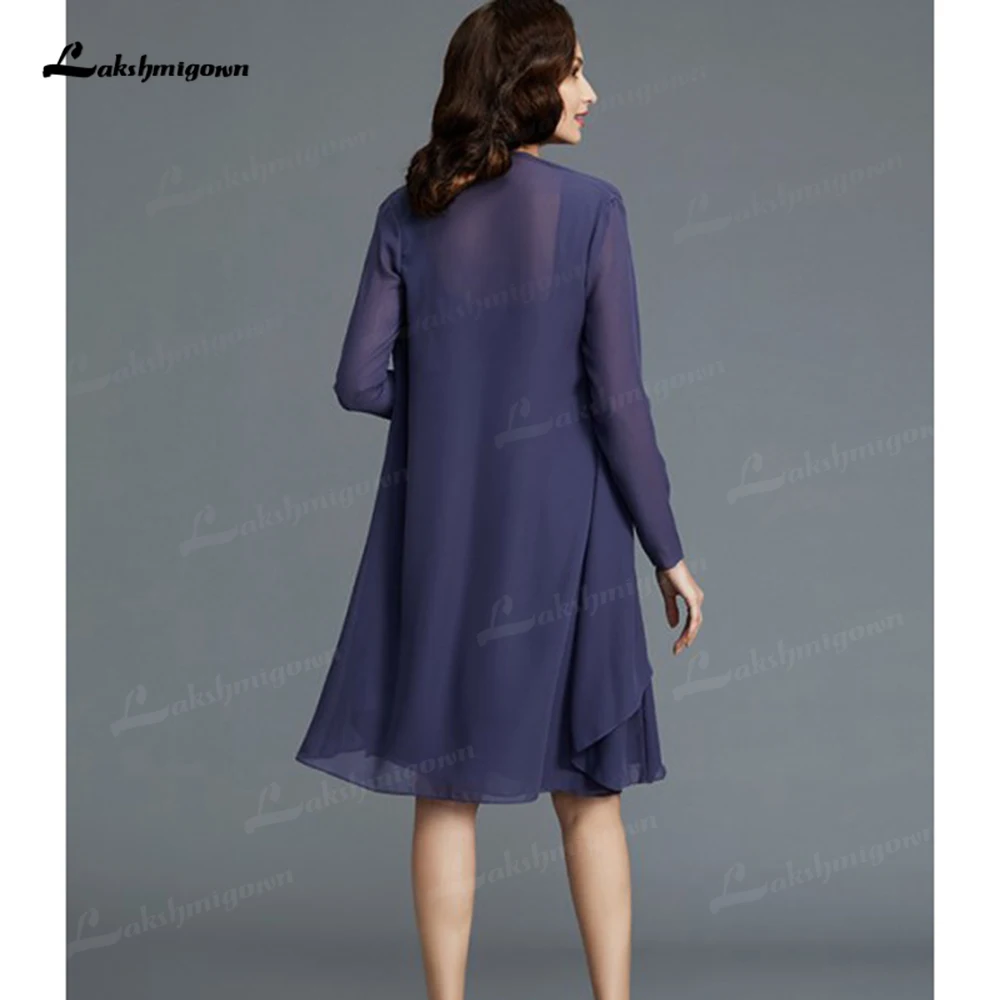 Vestidos de la madre de la novia con chaqueta, Tops irregulares, volantes de gasa, elegante, para fiesta de boda y noche, 3 uds.