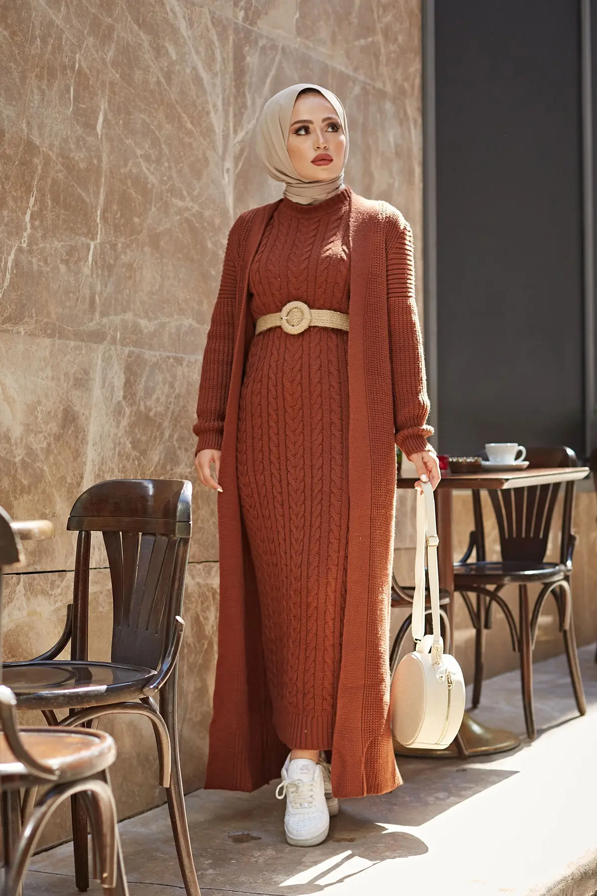 2 pcs Trench Coat Cardigan for Women Arabic Muslilm Clothing Long Dress Winter Autumn امرأة ستر Dubai Fashion English FREE SHİPP