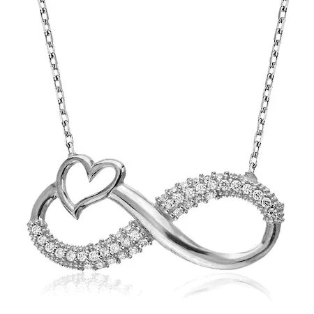 Sterling silver Heart Infinity Necklace Infinity Love Necklace