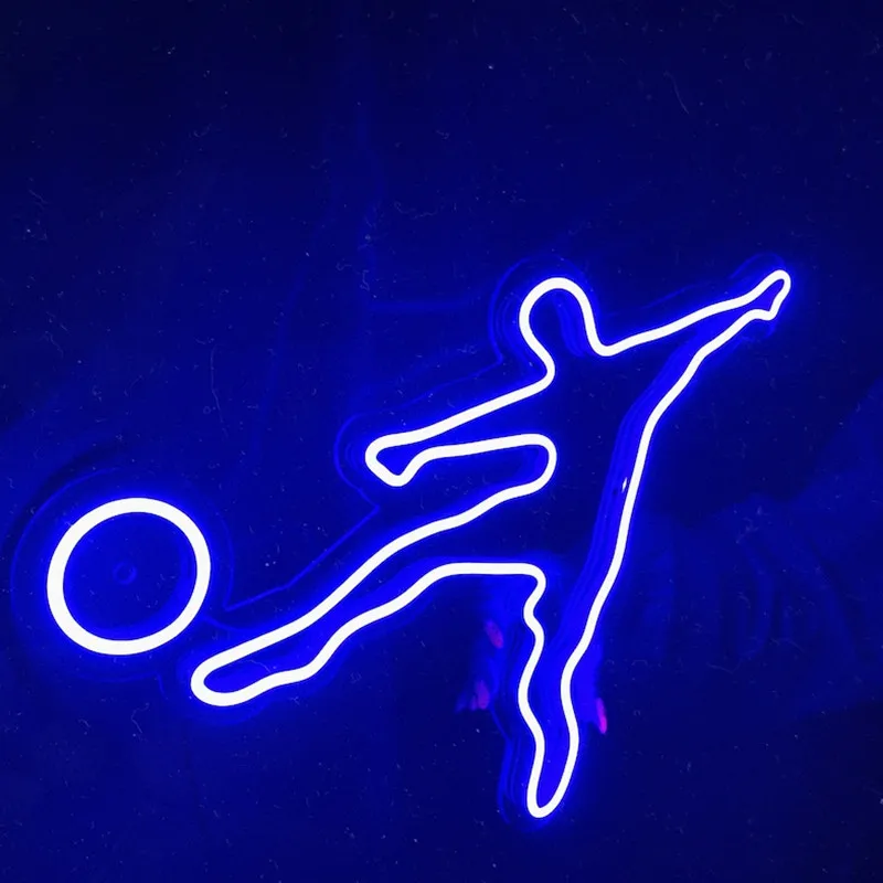 Soccer LED Neon Sign Sport Decor for Kids Room Footballer Wall Art Decor Gift Football Player Decoration Gym Room Led Light Sign