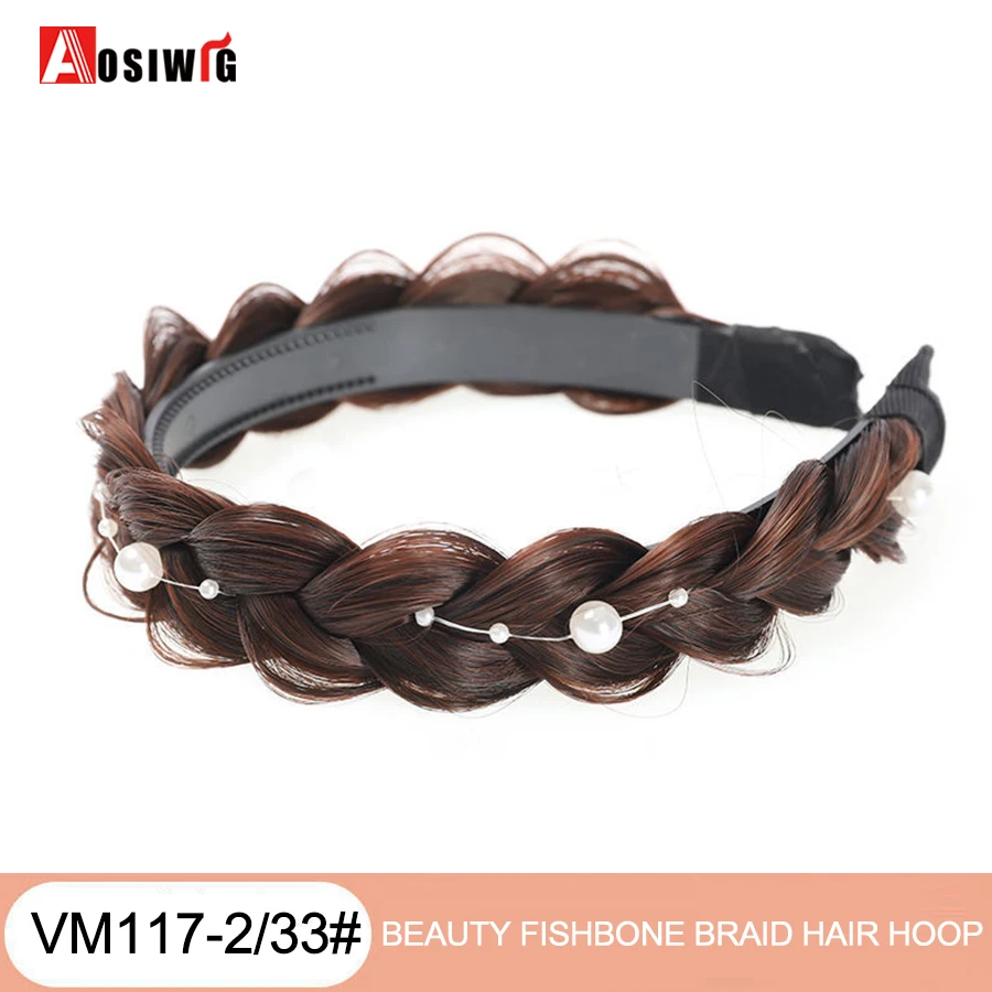AOSI 1PC Synthetische Damen Haar Breite Fishbone Zöpfe Nicht-slip Stirnband Handgemachte Retro Stirnband Styling Kopfbedeckungen Zubehör – Detail 22