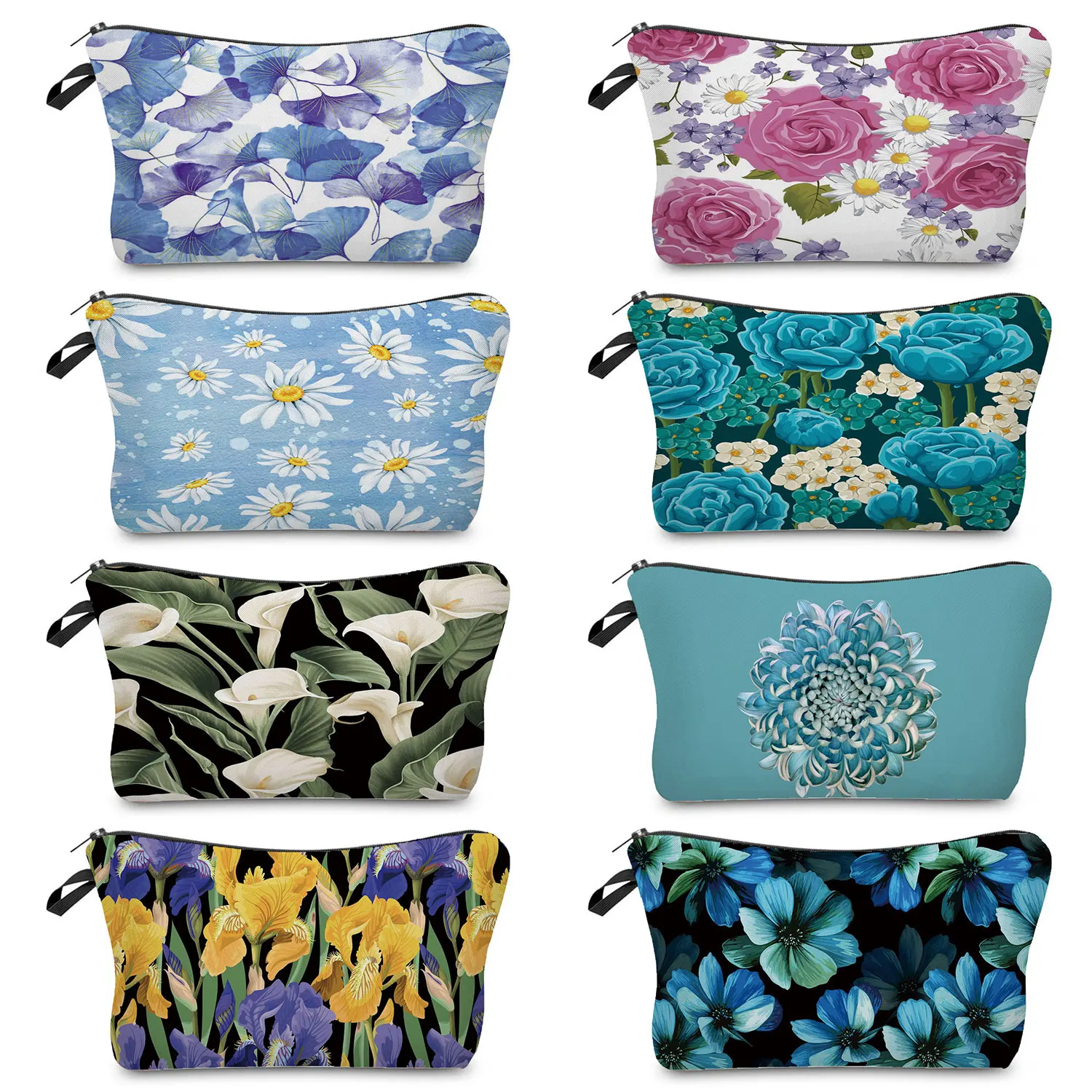 High Quality Beautiful Cosmetic Bags Heat Transfer Flowers Print Women\'s Makeup Bag Pretty Casual Portable Organizer Pencil Case