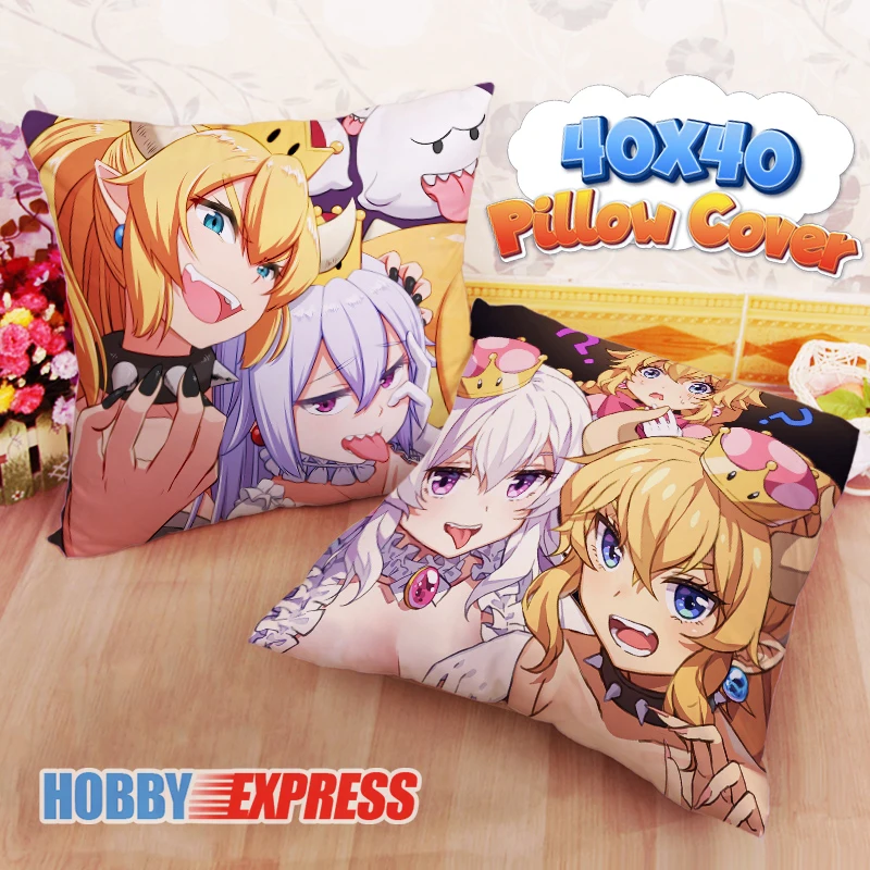 Hobby Express NEW Bowsette and Booette 40x40cm Square Anime Dakimakura Throw Pillow Cover FBZ707