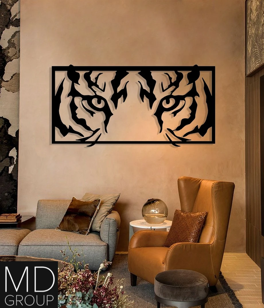 Wooden Wall Art Decoration Tiger Face Nature Animal Nordic African Style Safari Mothers Day Gift İdea Home Office Living Room 3D