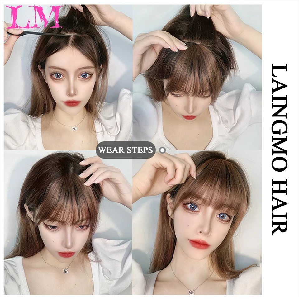 LM Gefälschte Stumpfen air Pony haar Clip-In Extension Synthetische Gefälschte Fringe Natürliche Falsche haarteil Für Frauen Clip In pony