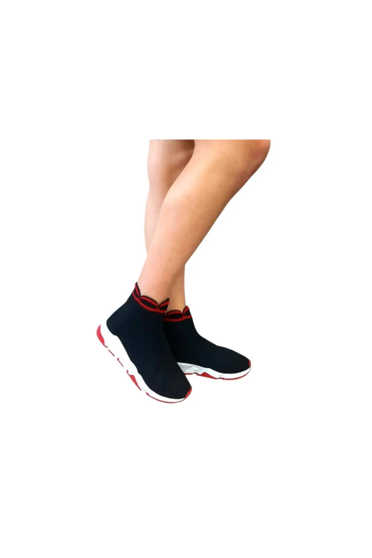 ASKA SHOES Women Black Red Knitwear Stretch Socks Boots Sneaker Casual Sport SHOES