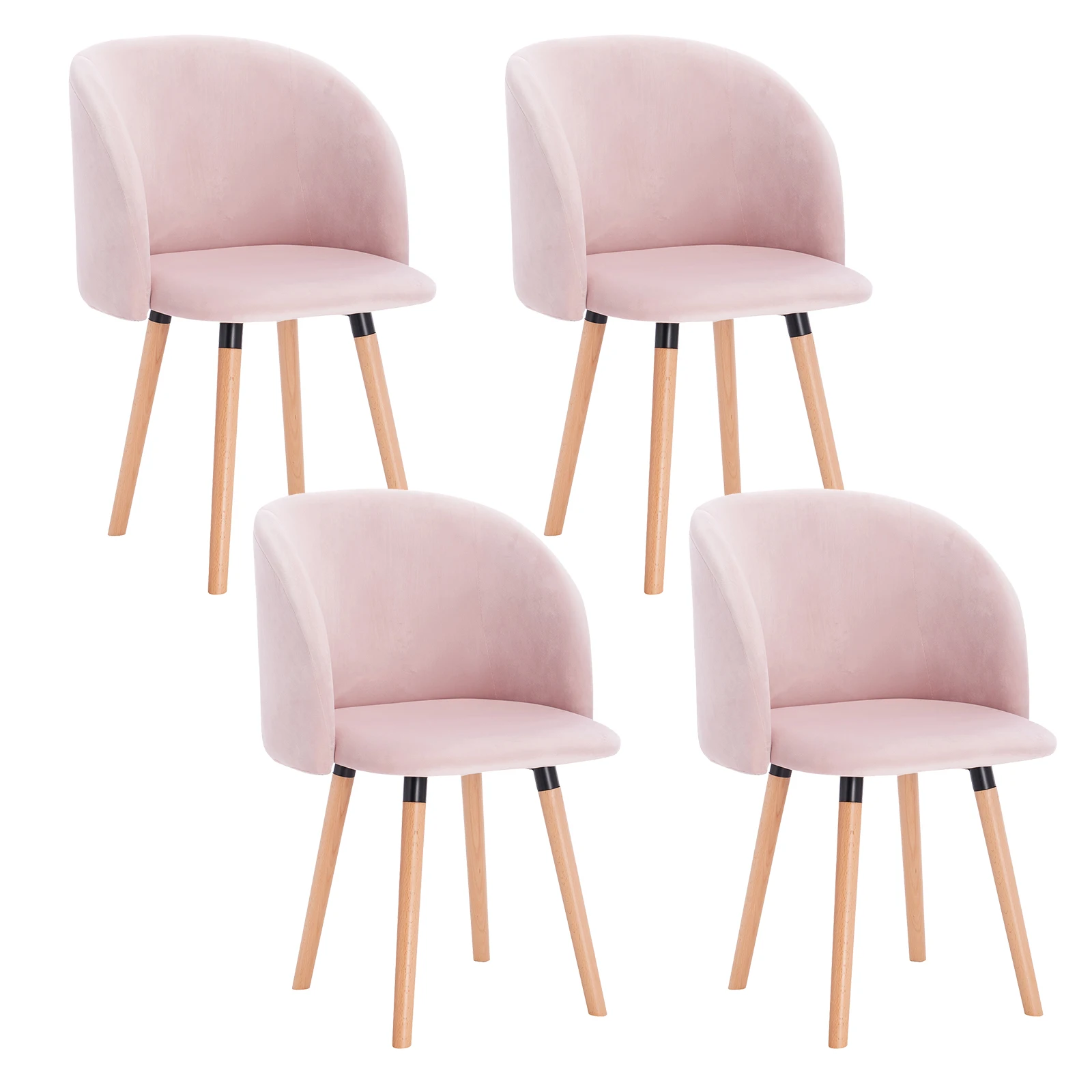 4PCs Velvet Reception Chairs with Soft Cushion Backrest Kitchen Living Room Dining Chairs Counter Lounge Leisure Corner Chairs