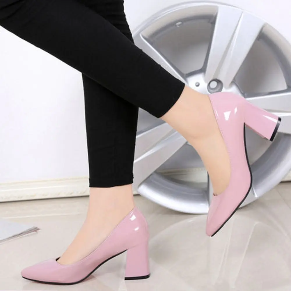 Thick Heels for Women Pumps Women Shoes 7cm Heels Ladies Shoes and Sandals Free Shipping 2021 Women Shoe Shoes  Fashion Pink