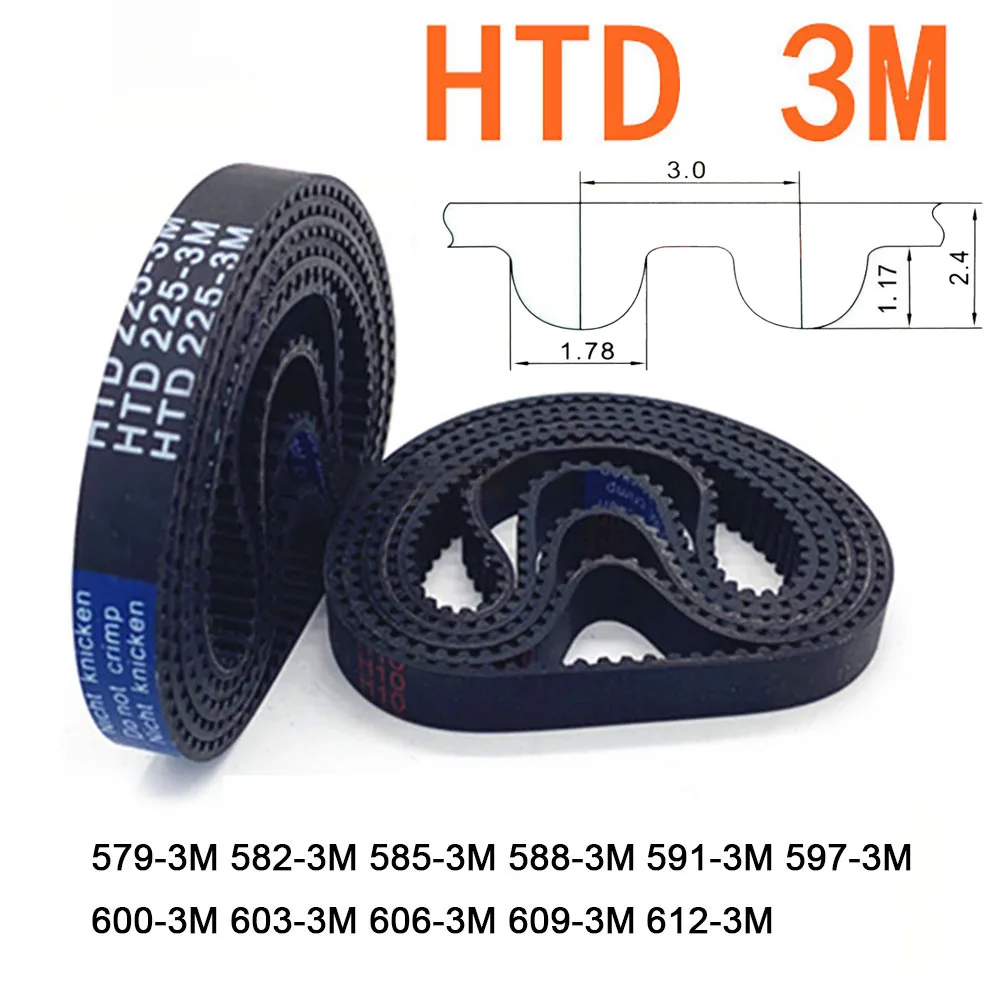 

Width 6 10 15 20mm HTD 3M Rubber Arc Tooth Timing Belt Pitch Length 579 582 585 588 591 597 600 603 606 609 612mm Drive Belts