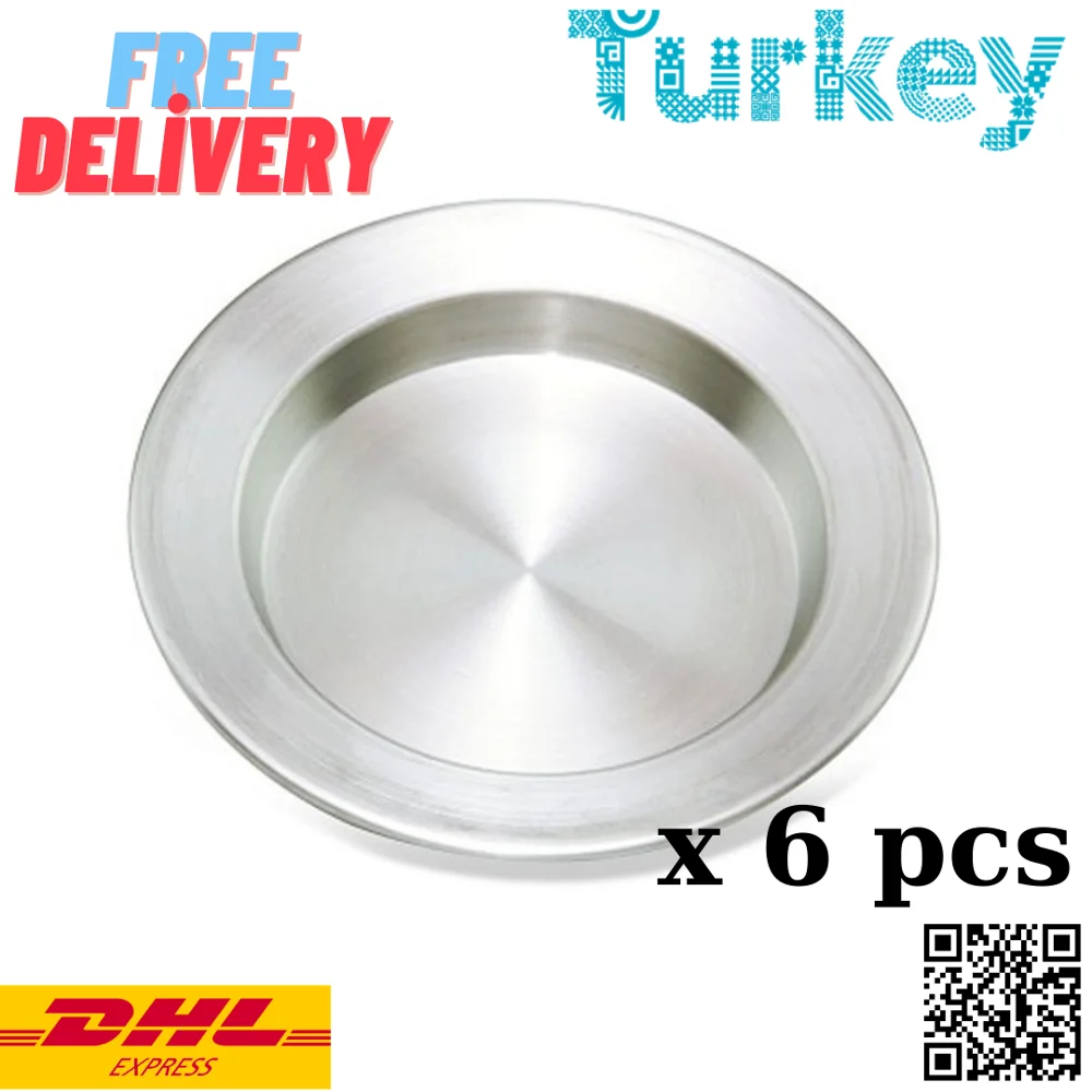 Kunefe Plate Service Plate Presentation Dessert Service Tray, Stainless Aluminum  14 cm x 6 pcs