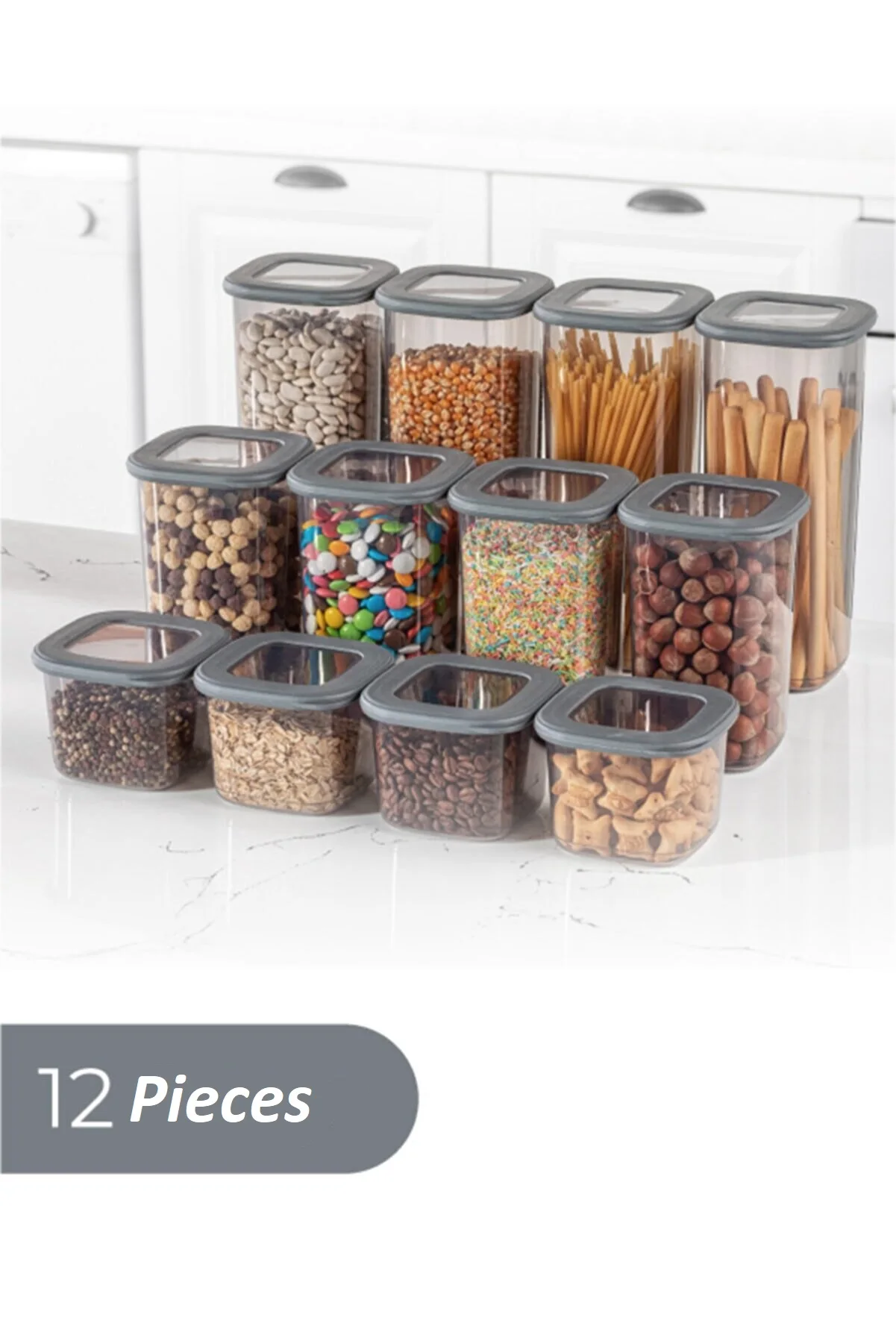 

Square Supply Storage Container Set of 12 4x(0.55 LITER, 1.2 LITER, 1.75 LITER) Strong Practical Different