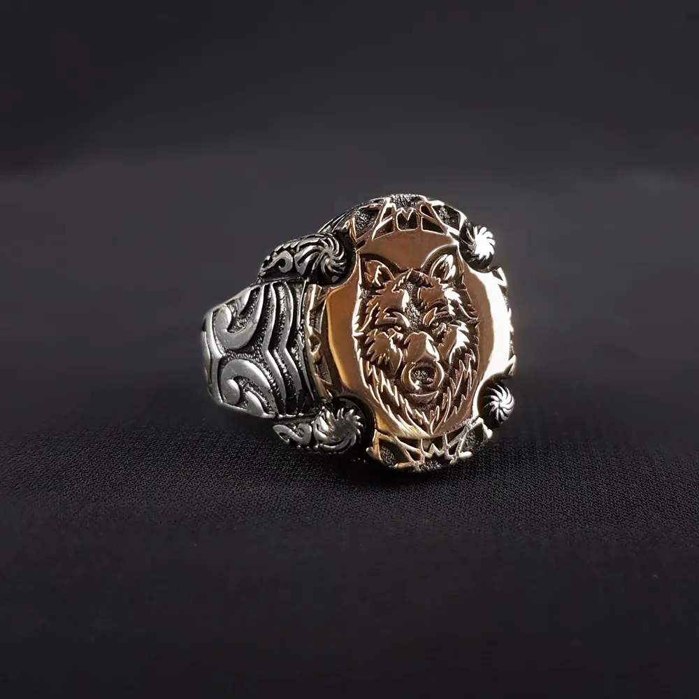 

Elegant Design Solid 925 Sterling Silver Wolf Head Men Ring Handmade Vintage Animals Jewelry Gift For Him Accessory