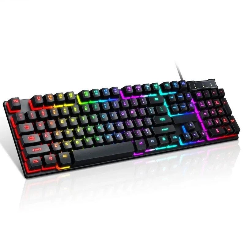 Teclado gamer RGB KR-6300 Riomartec usb com fio 104 teclas sensação mecânica para computador