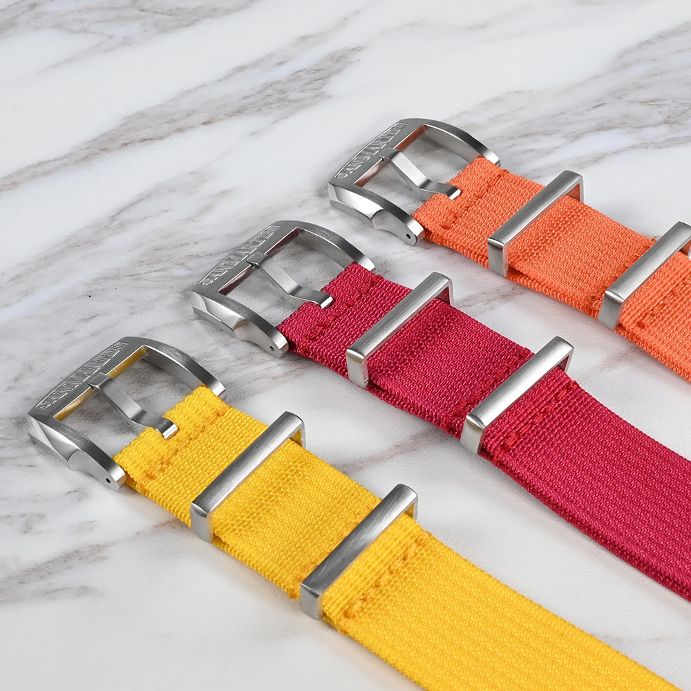 San Martin Nylon Strap Fashion Colorful Suitable For 20mm 22mm Universal Paratrooper Woven Bands 316L Buckle Watch Parts