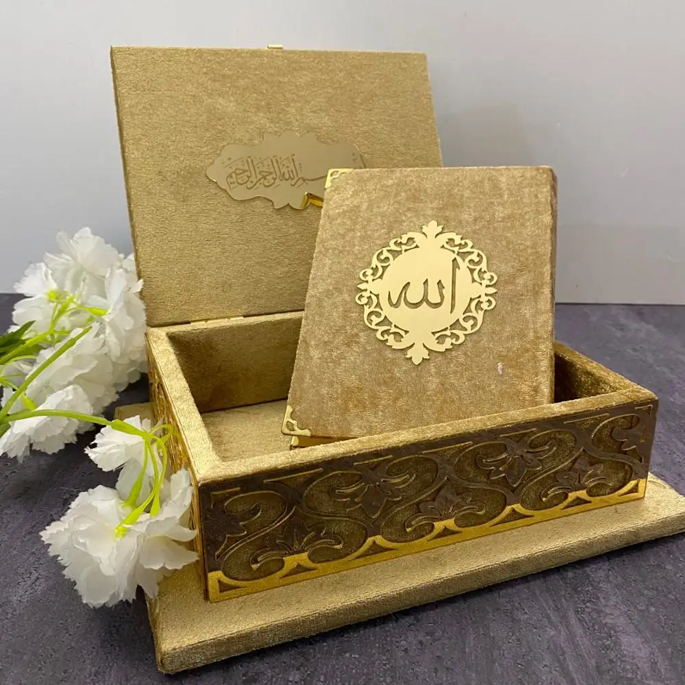 GREAT GIFT Quran Prayer Book with Velvet Covered Mirror Set Tag Quran Book Islam Muslim Wedding Pilgrim Umrah Eid Gifts Quran