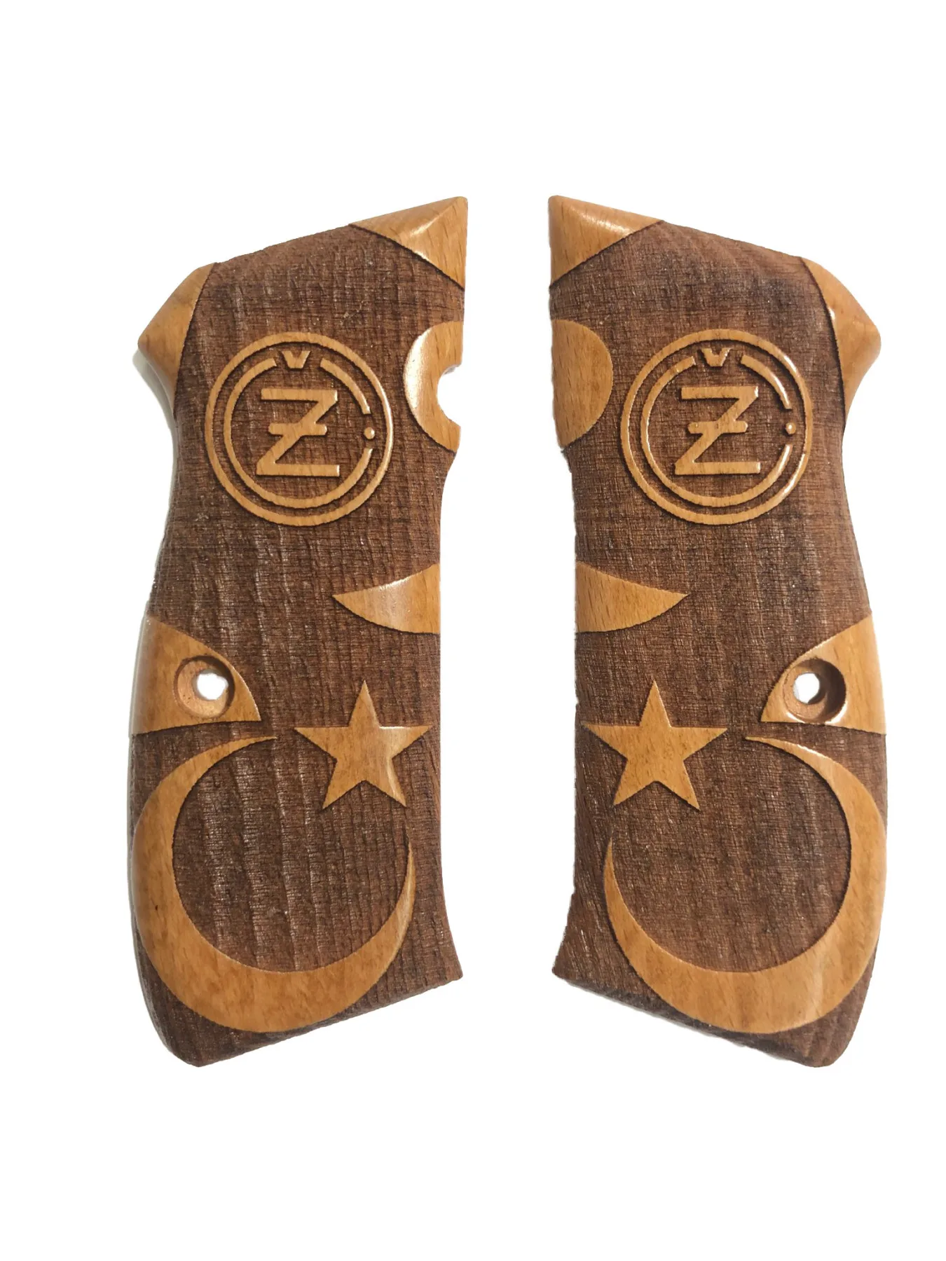 

CZ75 Logo the Moon the stars Pattern Laser Cut Outdoor Wooden Grip