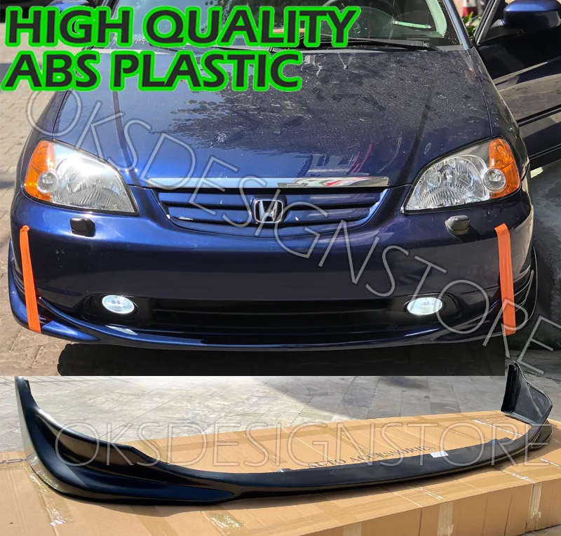 For JDM HONDA Civic VTEC2 2001 2002 2003 Front Bumper Lip S2000 STYLE PLASTIC Splitter Diffuser Lip Body Kit Spoiler