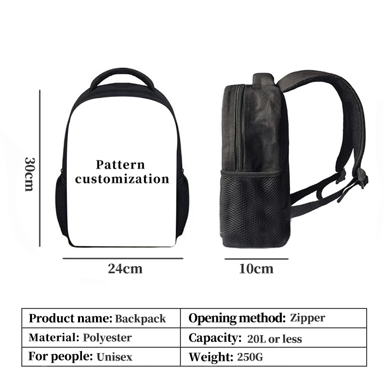 2022 New Fashion Personality Rucksack Custom Color Picture Photo Printing Student School Bag Zipper Backpack Gift For Children