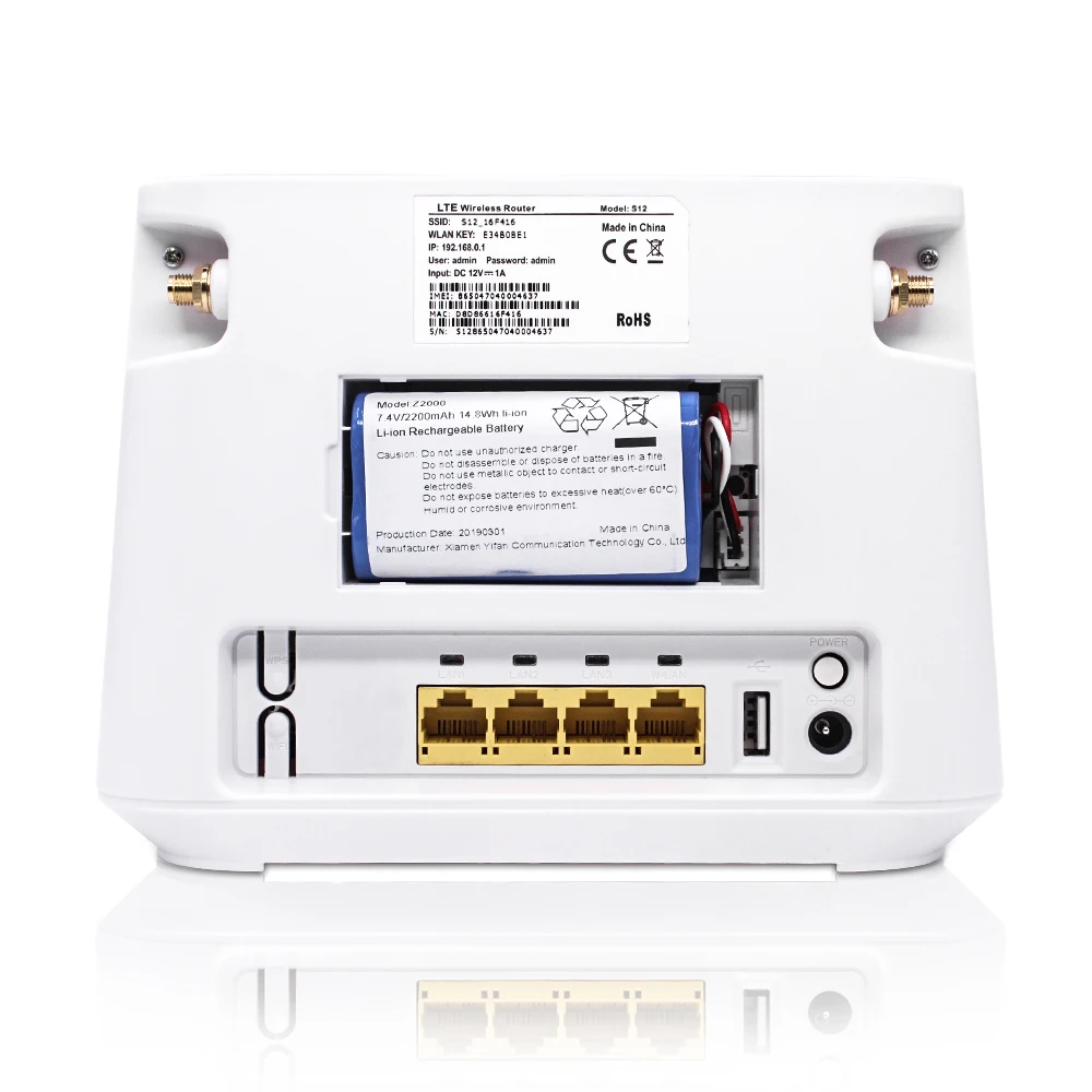 Yeacomm S12 LTE CPE FDD TDD Mobile Ethernet Cat4 4G Router with SIM Card Slot and External Antennas