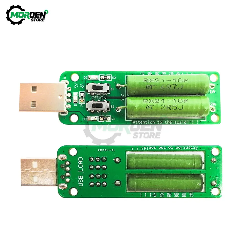 Resistor Resistance USB DC Electronic Load With Adjustable Switch 3 5V1A Current/2A/3A Battery Capacity Discharge Voltage Tester