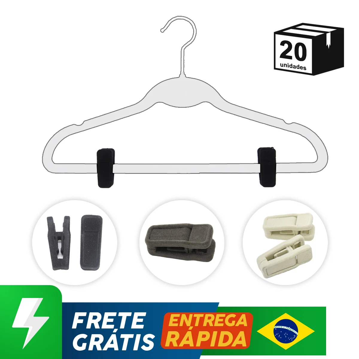 Kit 20 Presilhas De Veludo Para Cabides