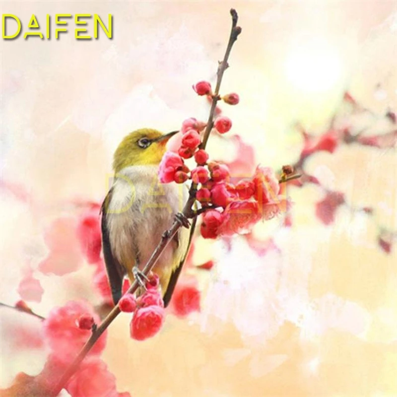 Full Square Diamond painting Plum blossom bird Full Round Diamond mosaic peach blossom bird 5DIY Diamond embroidery Cross stitch